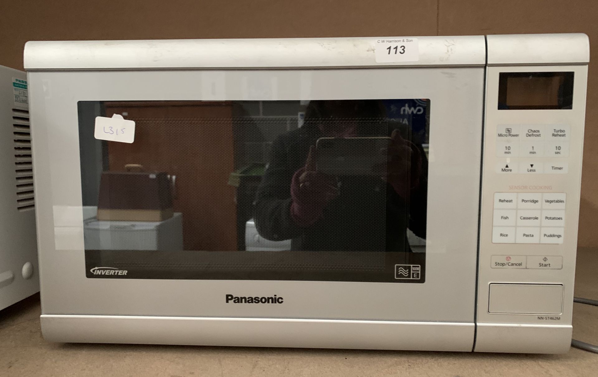 A Panasonic NNST462M table top microwave oven