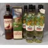Five 75cl bottles of Black Tower fruity white wine,