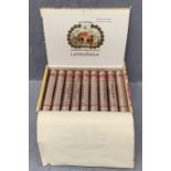 A box of 25 Larranaga Petit Lanceros Havana Cigars in presentation box (opened but contents