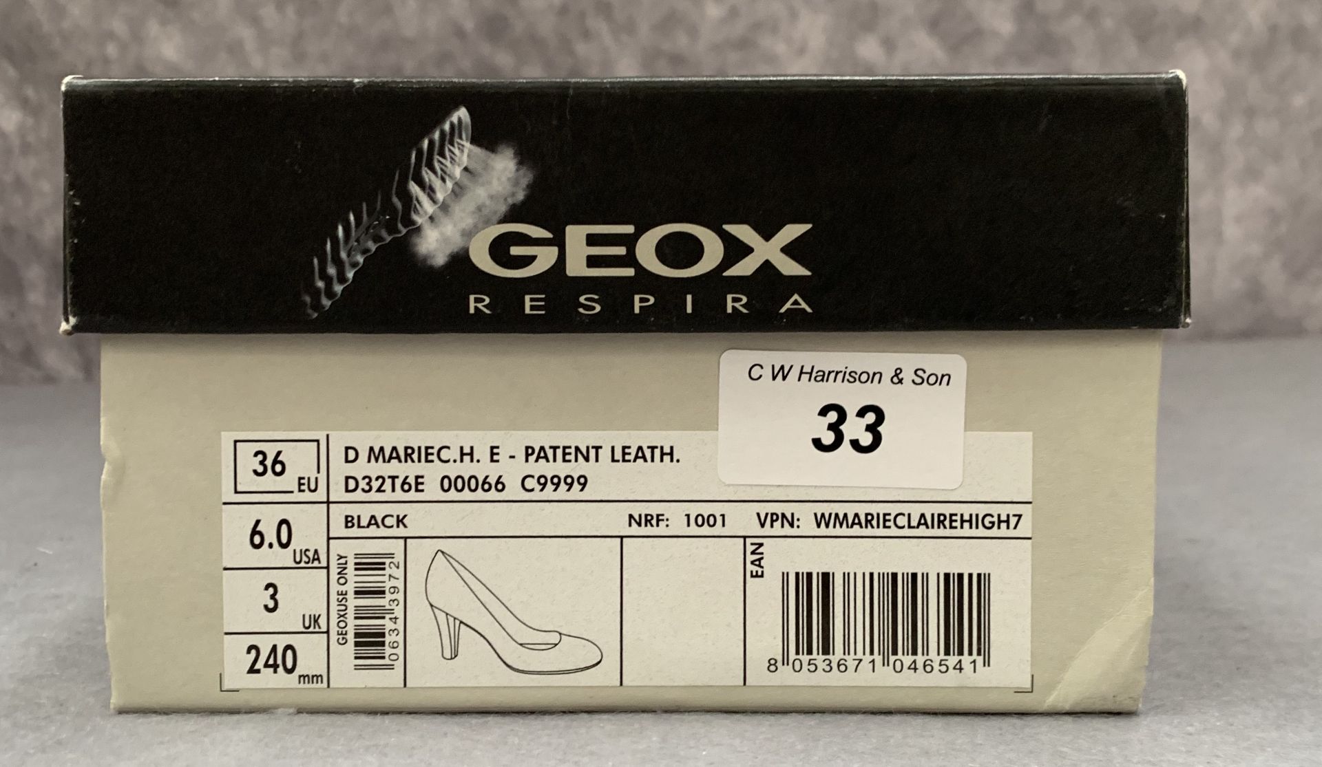 A pair of Geox Respira ladies black patent leather court shoes, size 6, - Image 2 of 2