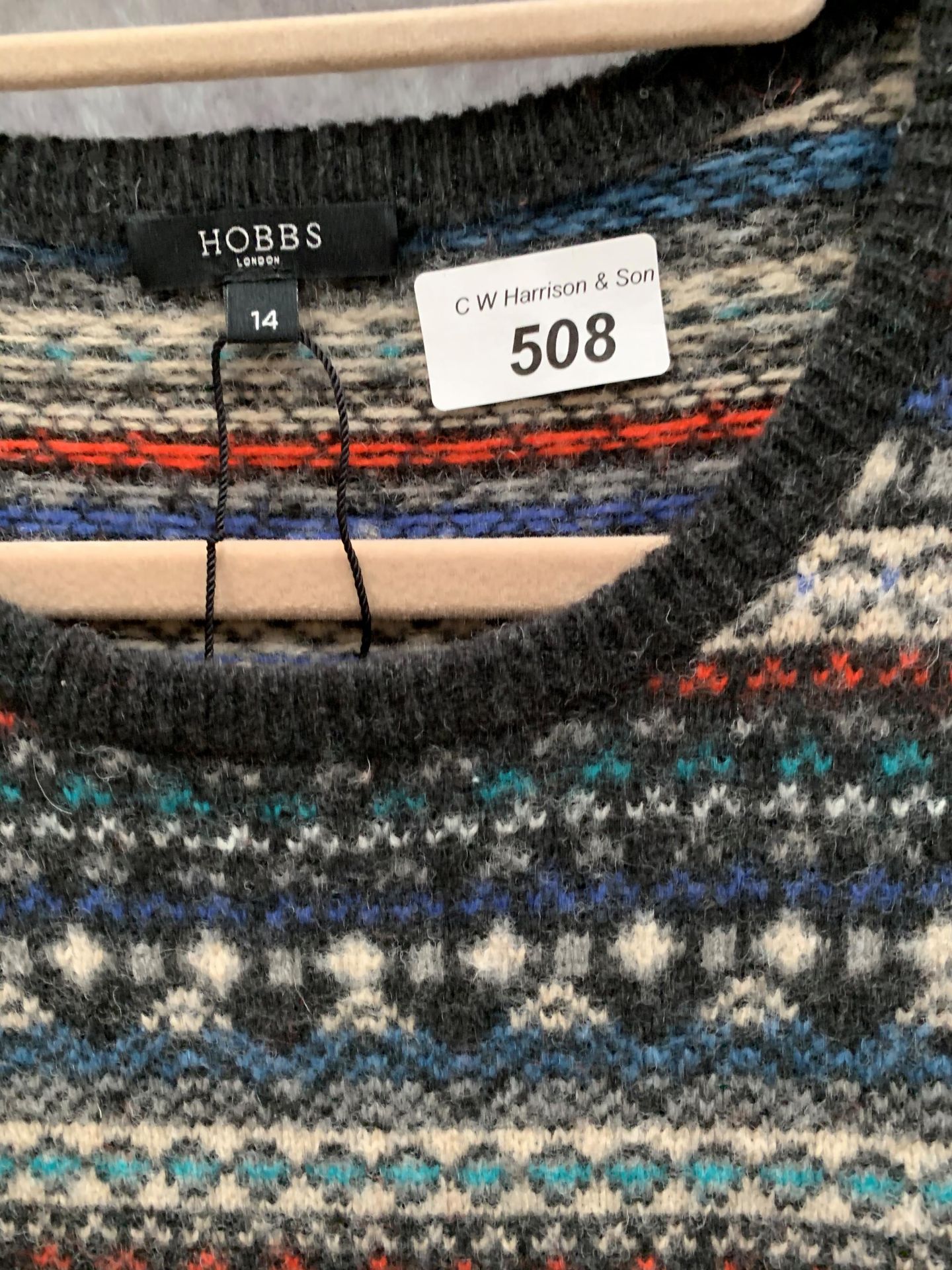 A Hobbs ladies knitted dress, charcoal striped and Fair Isle pattern, - Image 2 of 2