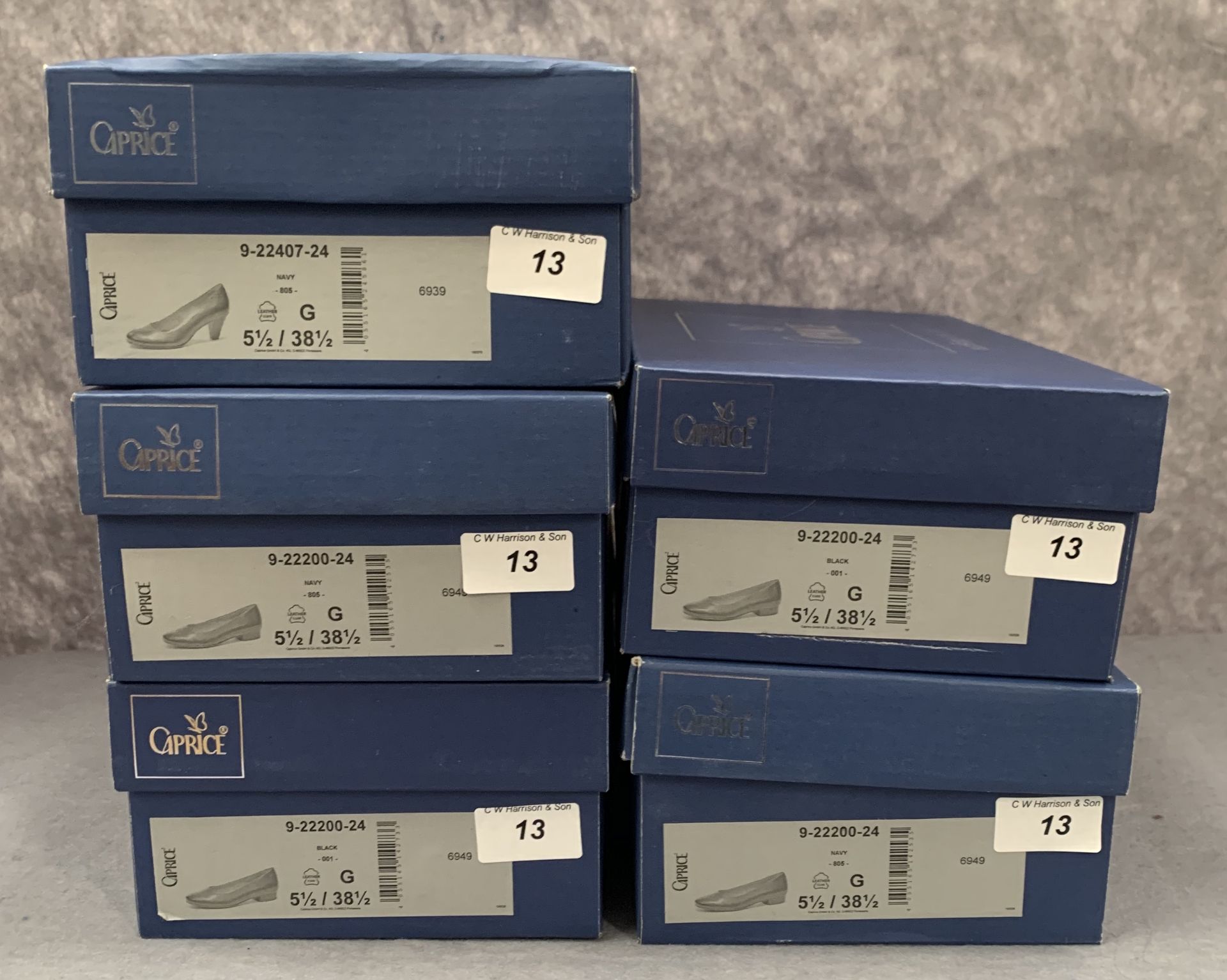 Five pairs of Caprice ladies shoes in black (2) and navy (3), various styles, size 5½, - Image 2 of 2