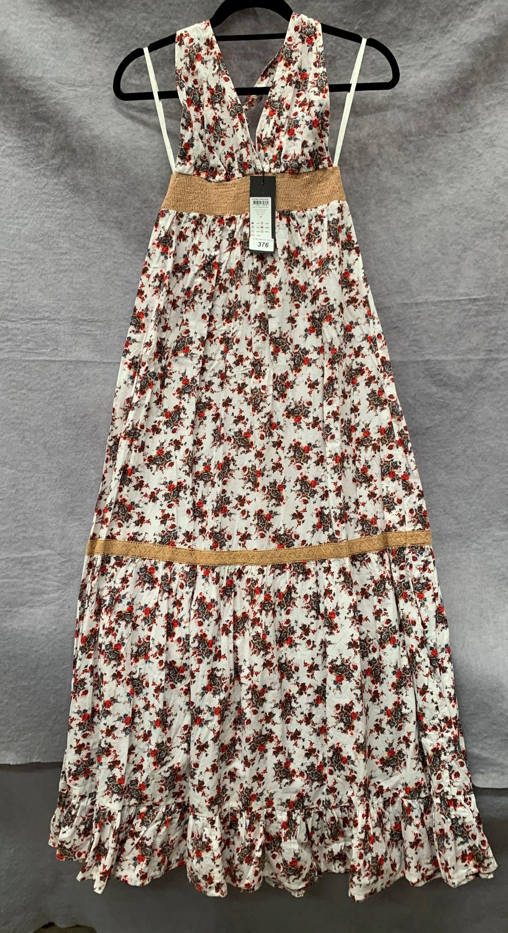 A Vera Moda ladies halter neck ankle dress, red pattern, size S,