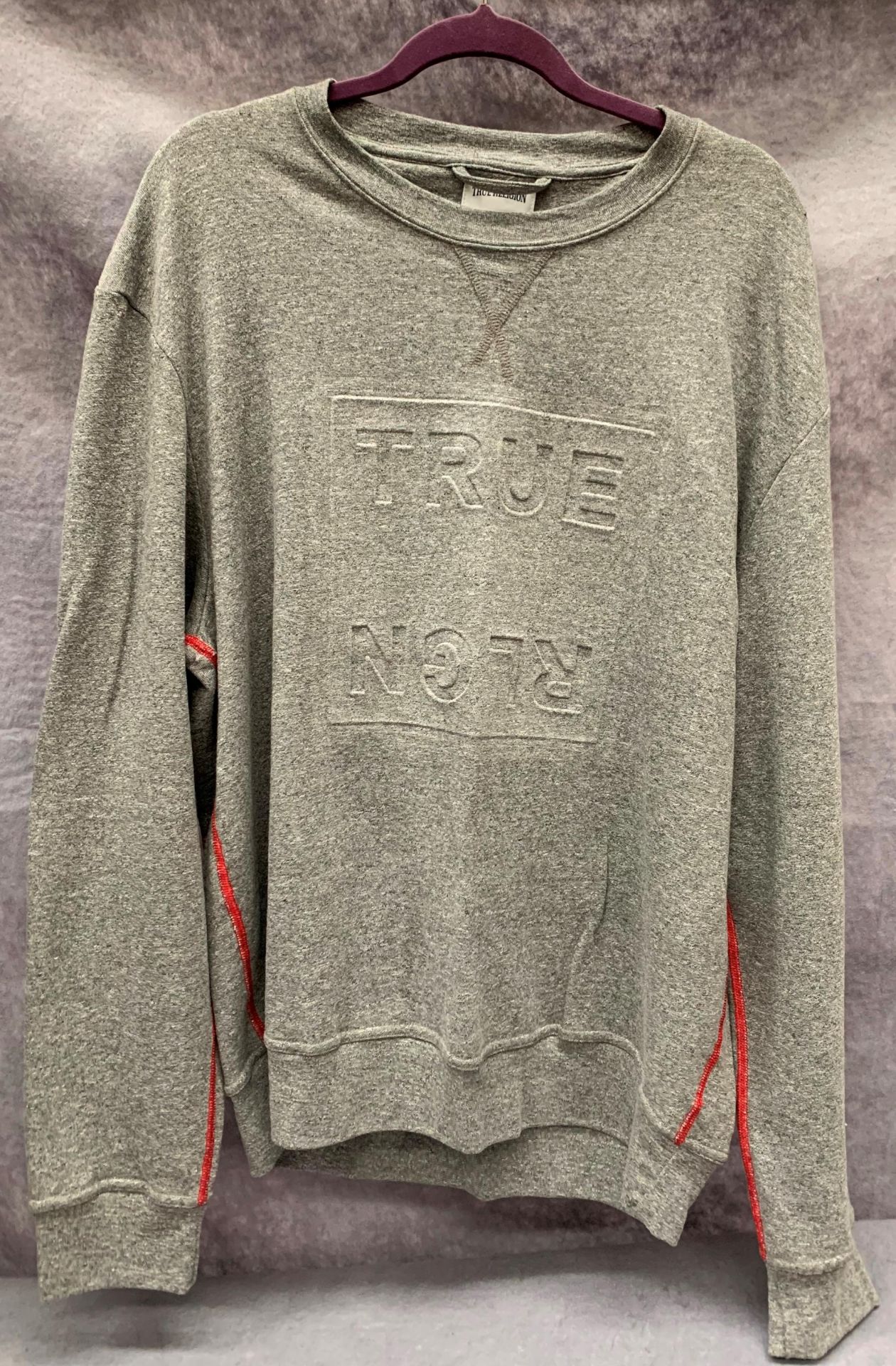 A True Religion men's sweatshirt, charcoal, size XXL,