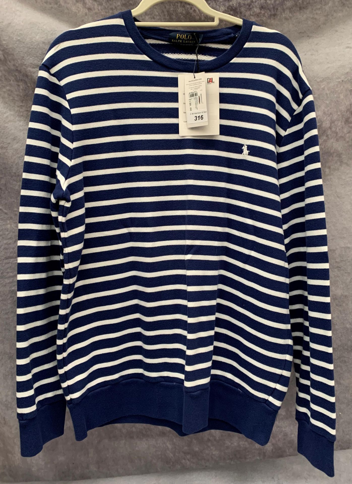 A polo Ralph Lauren men's sweatshirt, blue striped, size L,