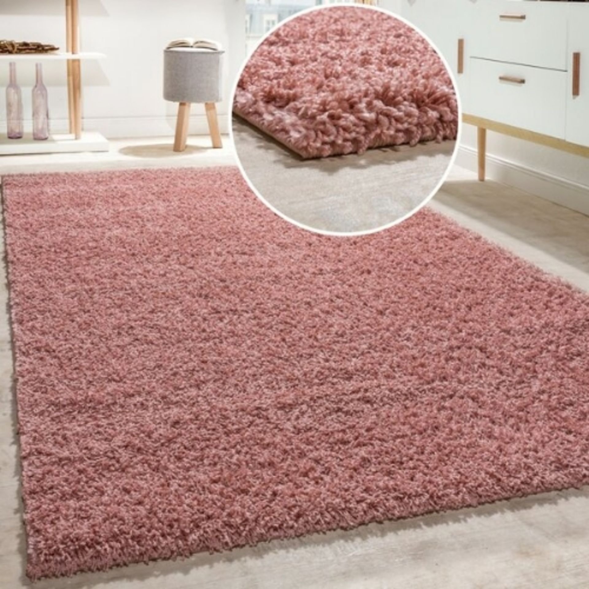 Epperson Pink Shaggy Rug by Rosdorf Park,