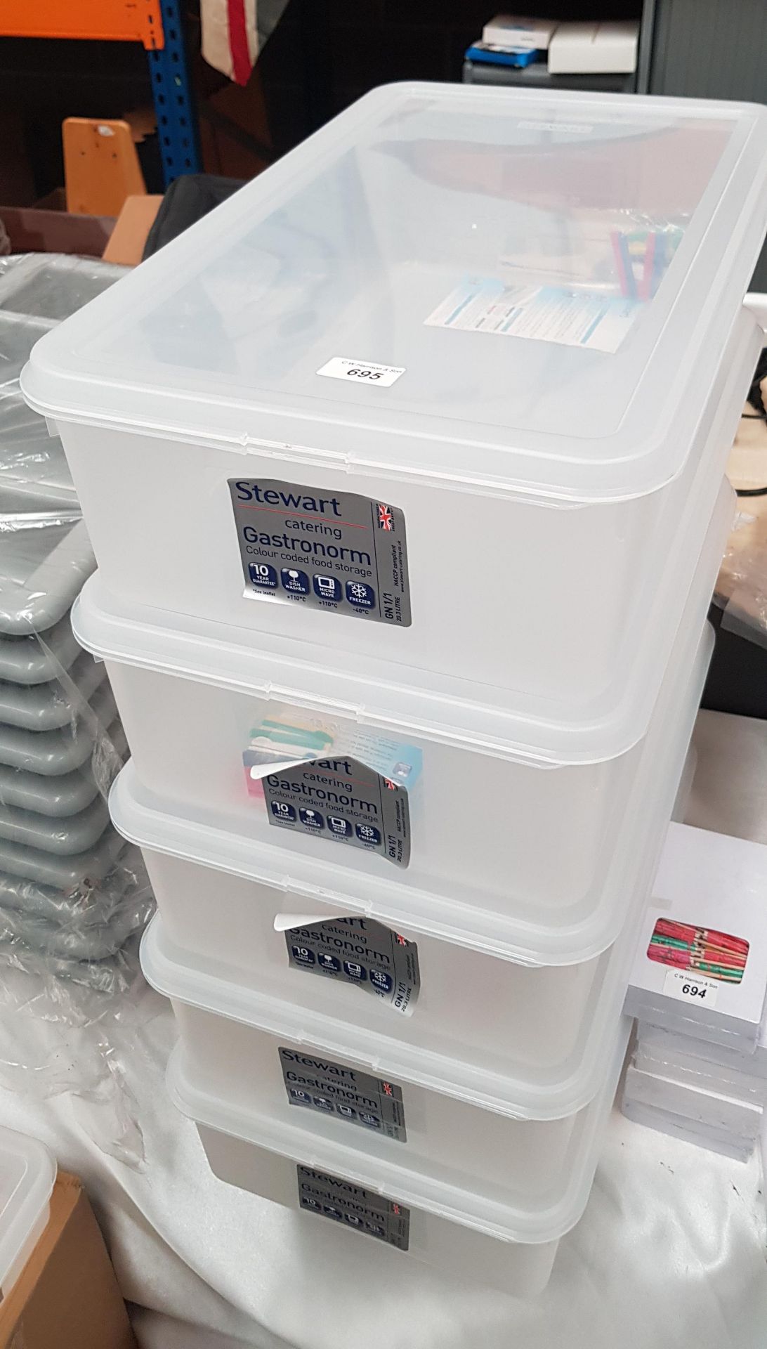 5 X 20L STEWARD GASTRONORM STORAGE CONTAINERS