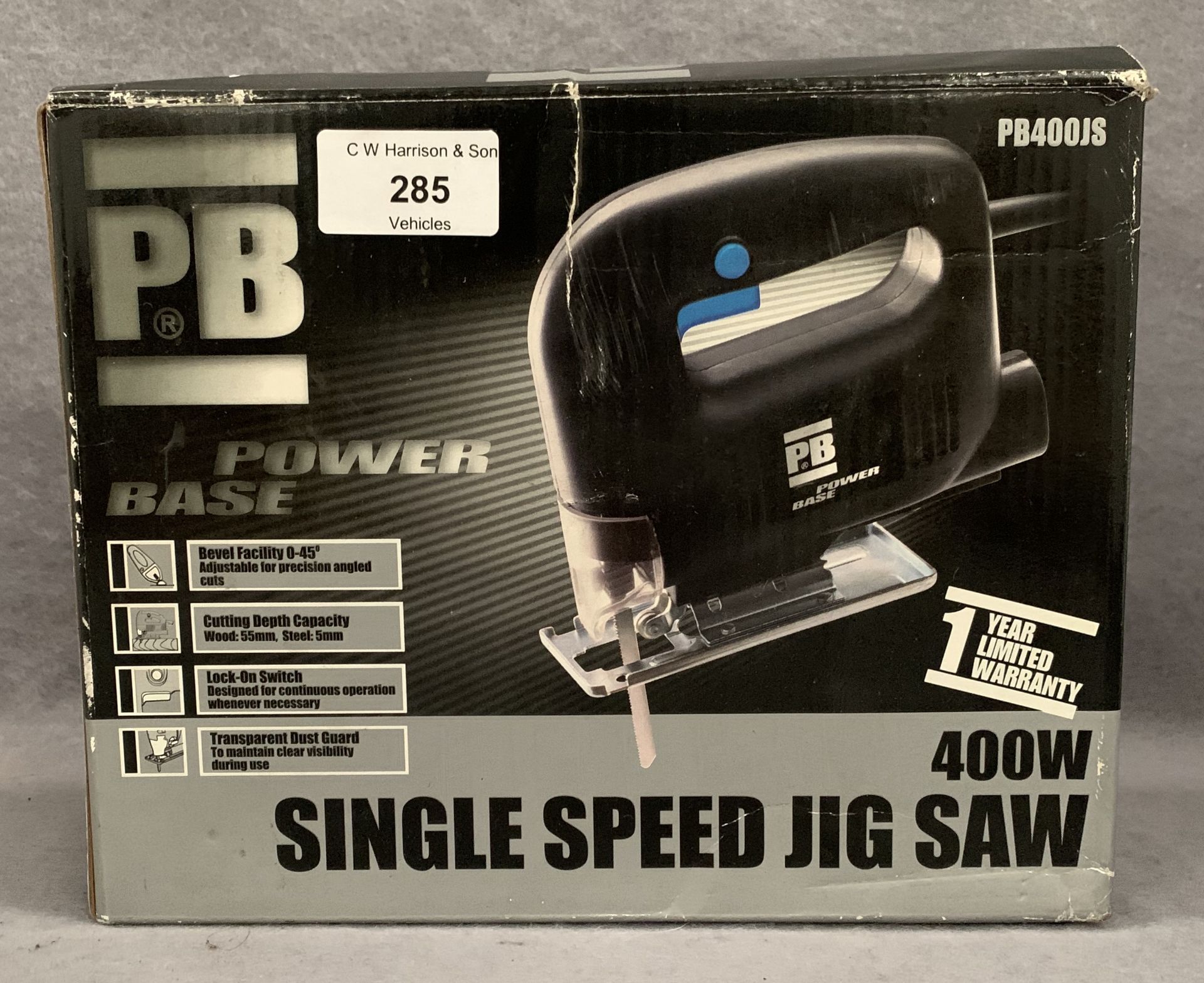 A Powerbase PB400JS 400w single speed jigsaw, 240v,