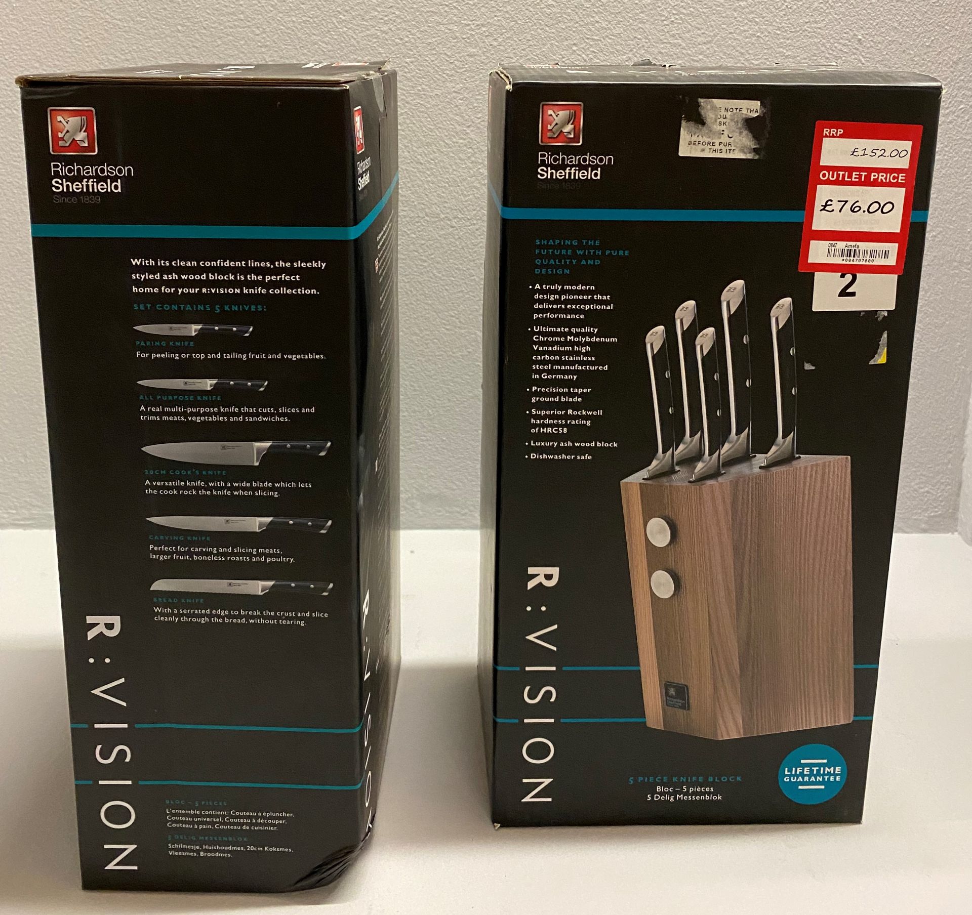 2 x Richardson Sheffield R:VISION 5 piece stainless steel knife block set RRP £152. - Image 2 of 2