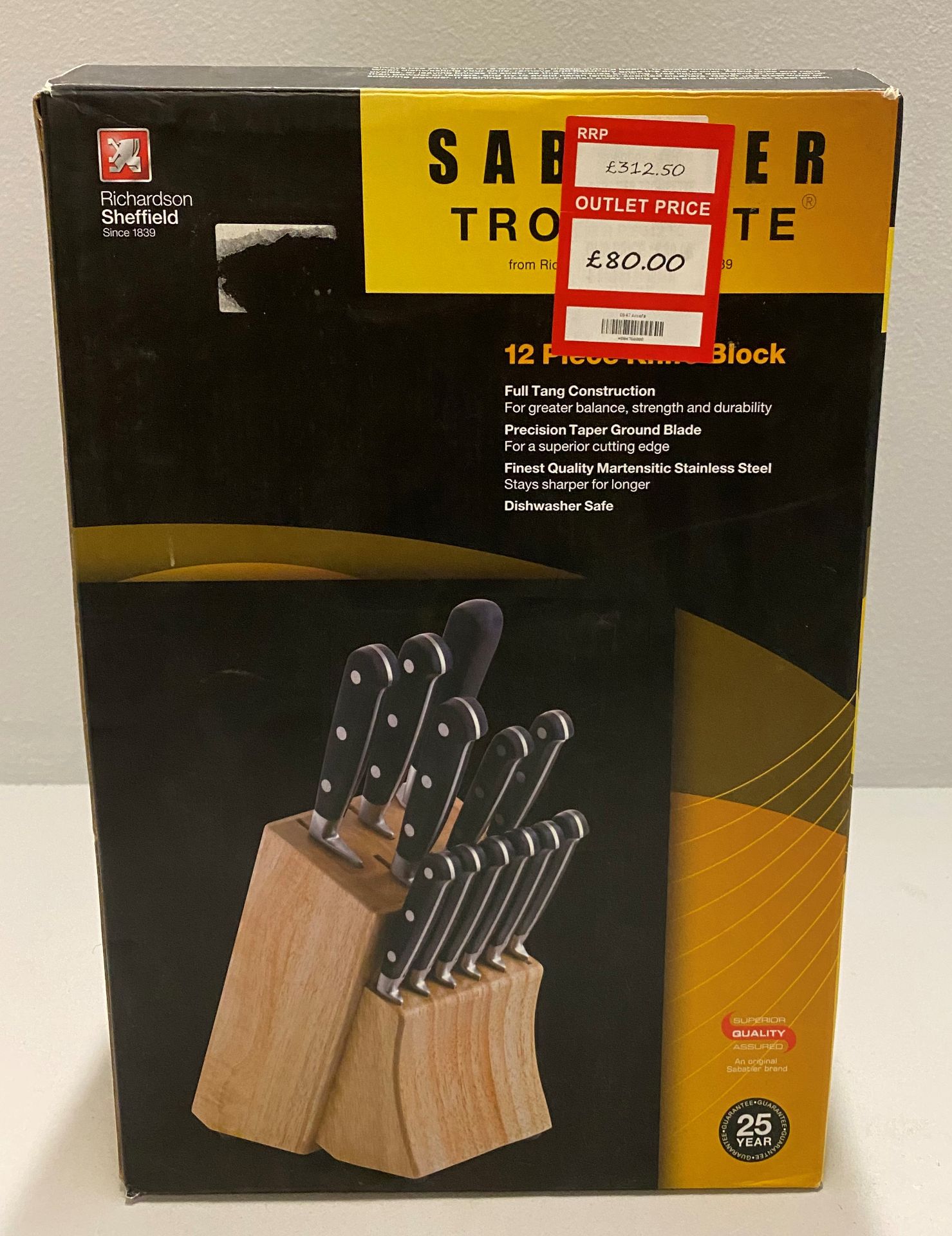 A Richardson Sheffield Sabatier Trompette stainless steel 12 piece knife block set RRP £312.