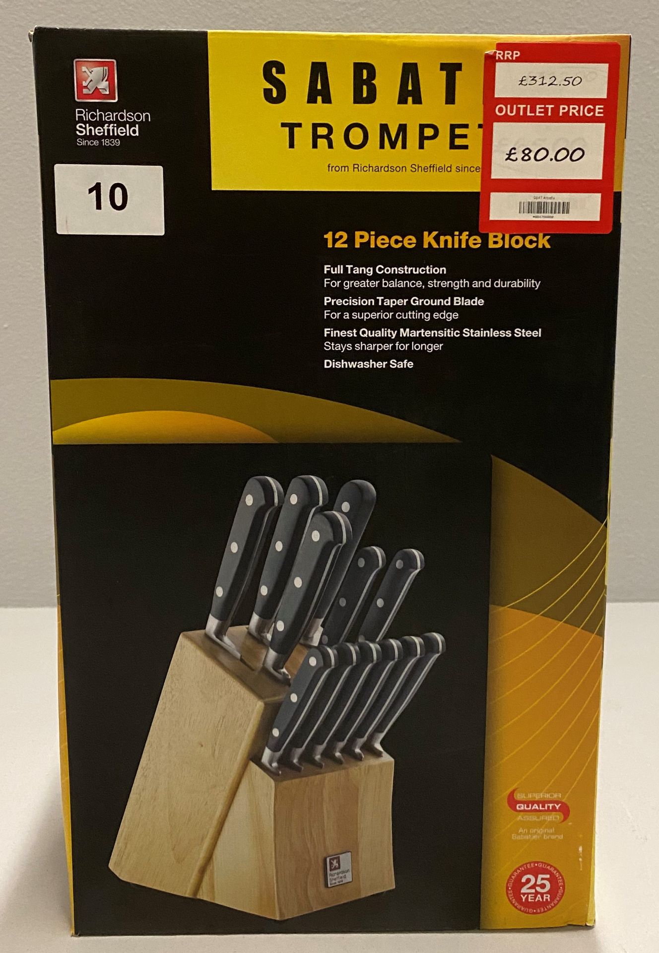 A Richardson Sheffield Sabatier Trompette stainless steel 12 piece knife block set RRP £312.