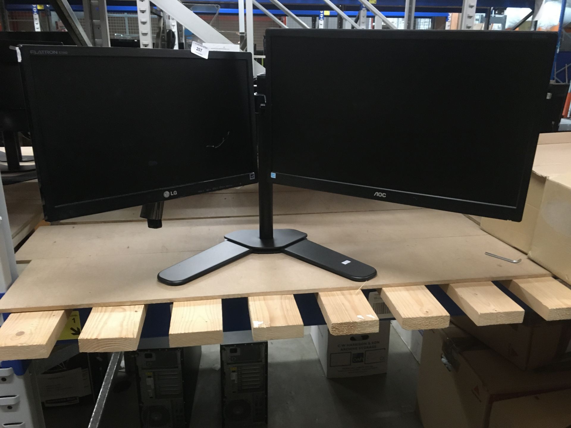 2 x NOC E2270SW 22" LCD monitors - no power adaptors (one monitor cracked/damaged screen/not