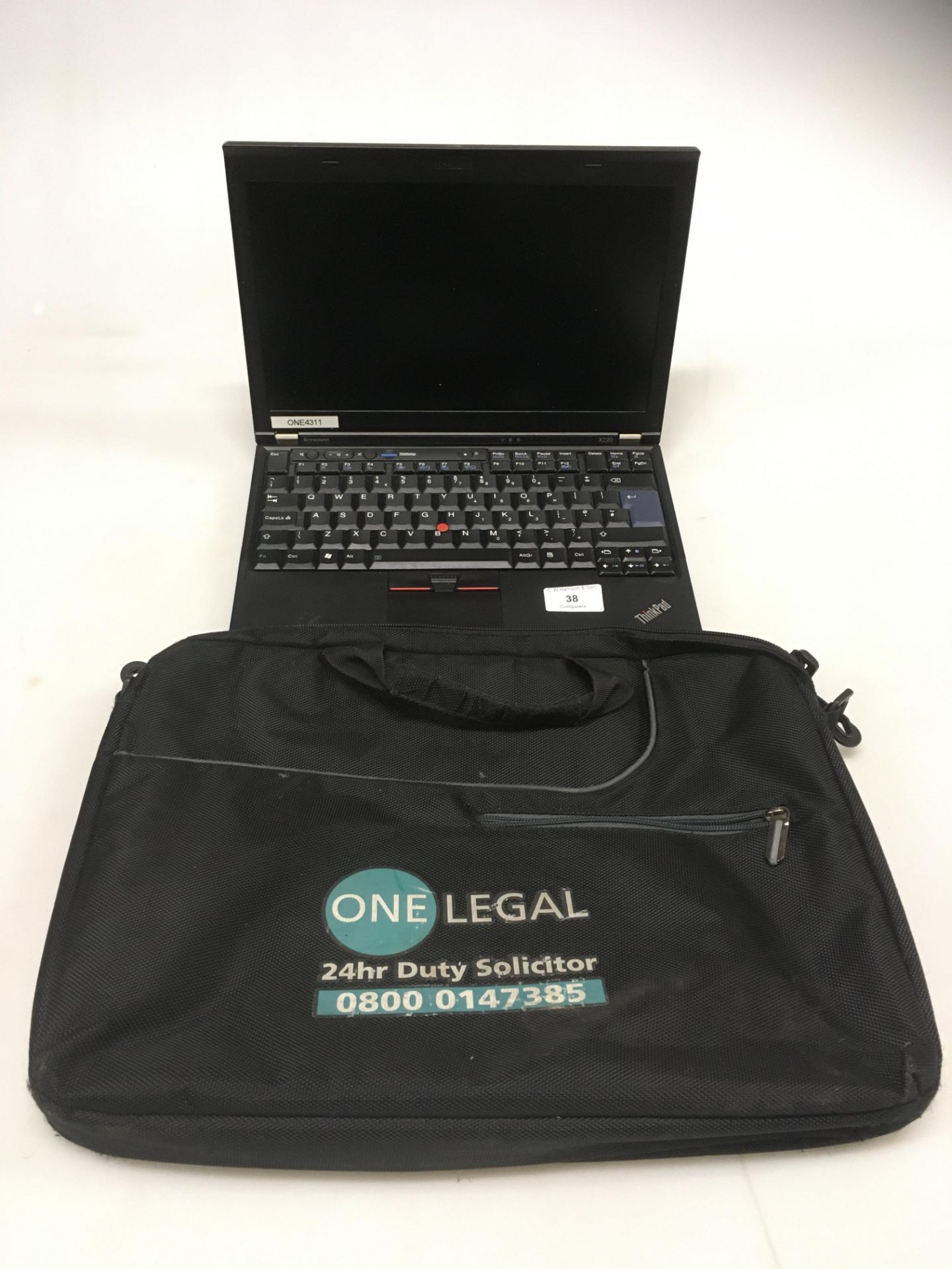 Lenovo X220 laptop computer with power adapter and bag (damage to casing)