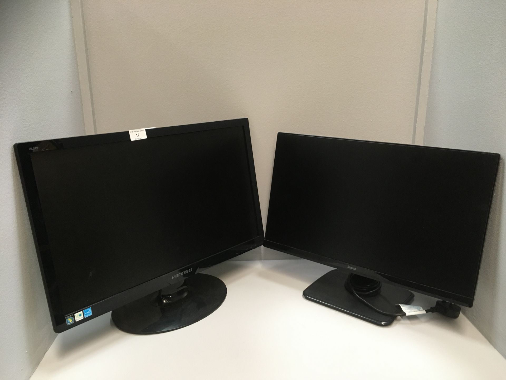 2 x items - Iiyama XU229OHS 22" LCD monitor and a Hanns G HL249 24" monitor