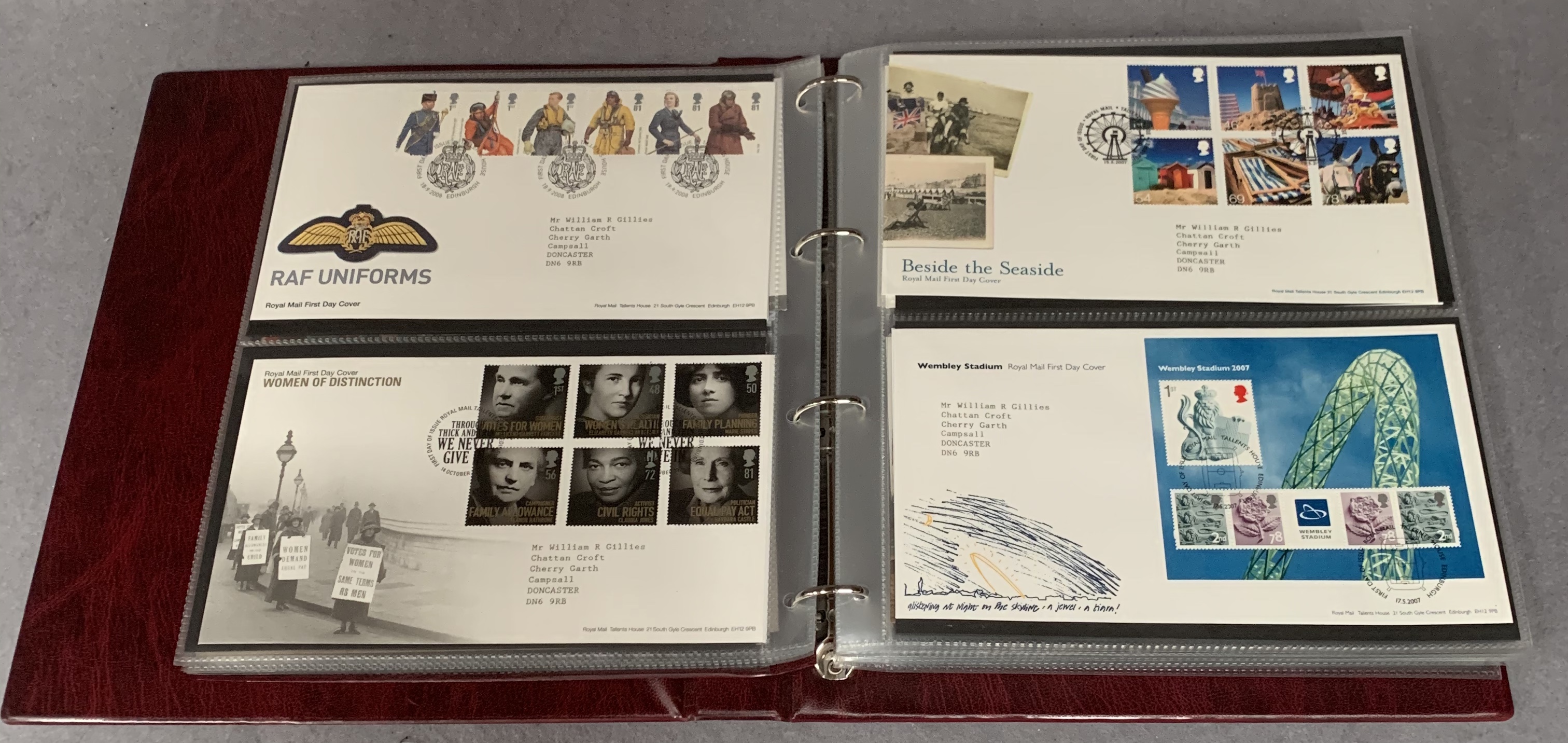 An album containing 121 Royal Mail First Day Covers,