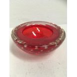 A Whitefriars cranberry glass desk tidy 10cm - scratch to top