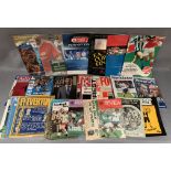 Contents to tray - a quantity of football programmes and Football League Reviews including