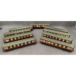 A collection of Meccano Hornby Dublo OO gauge scale model tin plate coaches (some as seen),
