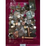 Contents to tray a large quantity mixed coins Victorian and early 20th century pennies, threepences,