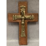 Brass 'Linton' crucifix mounted on wooden cross