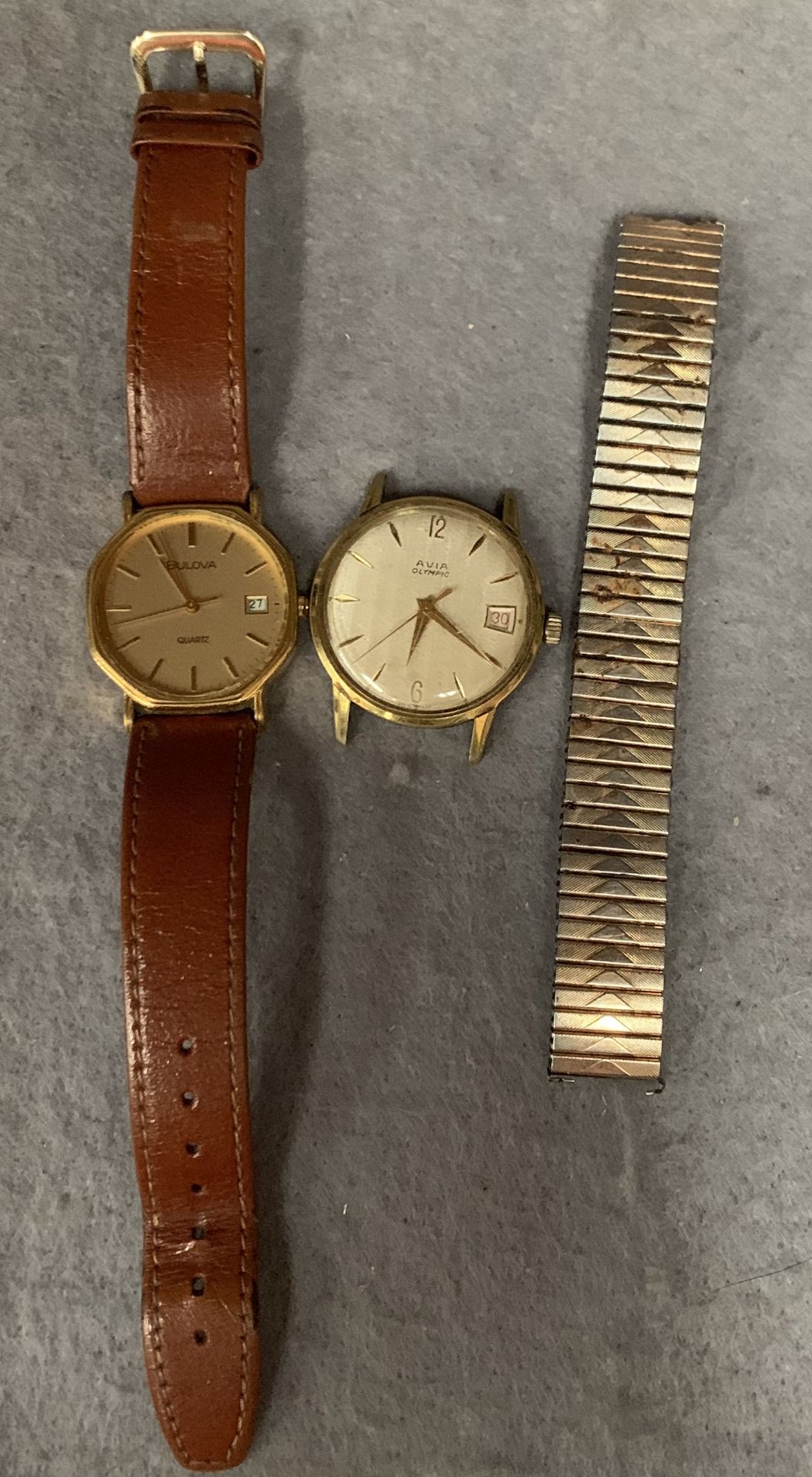 A Bulova quartz gentleman's wristwatch with brown leather strap and an Avia Olympic watch face (2) - Image 2 of 2