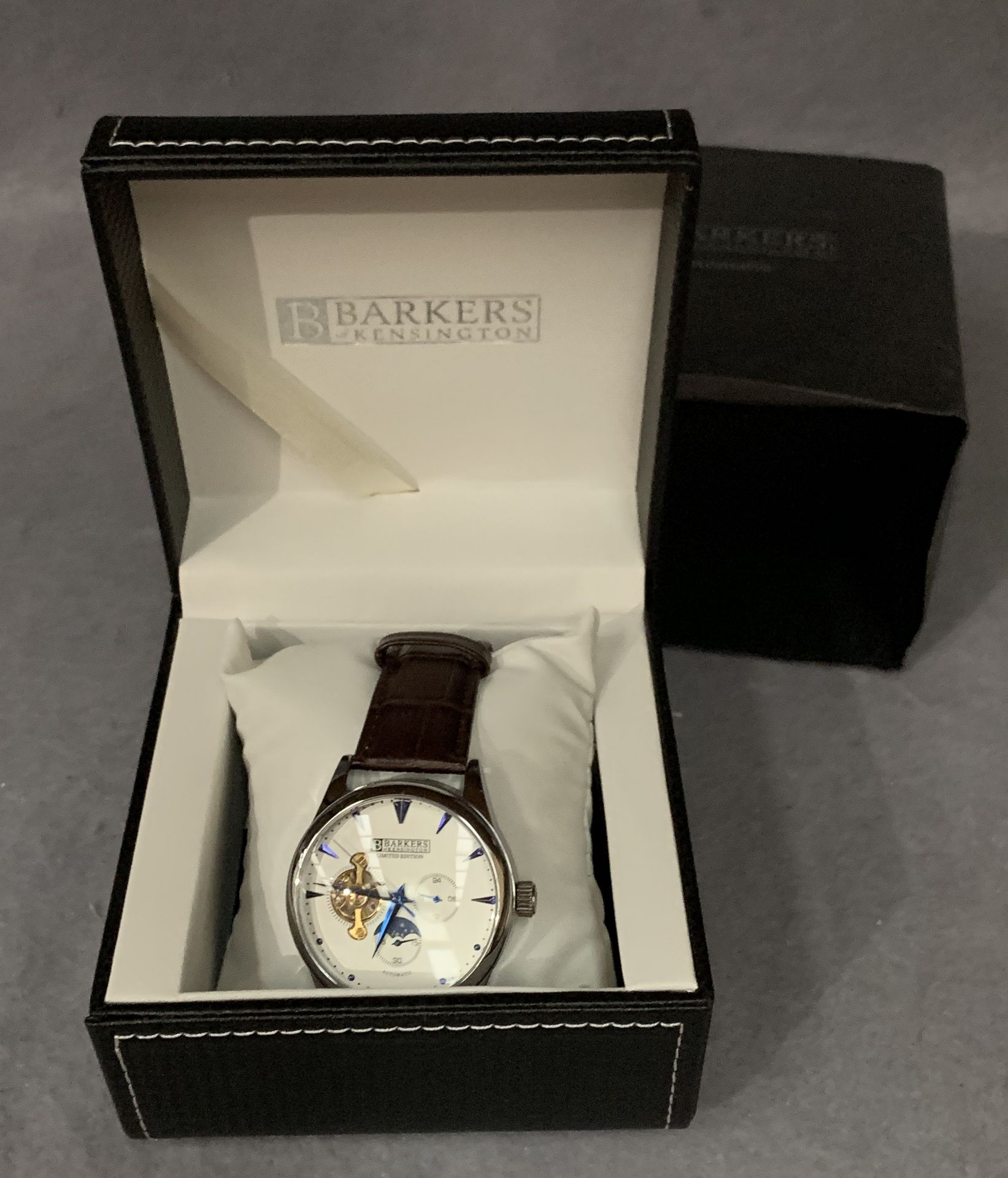 A Barkers of Kensington gentleman's wristwatch with brown strap, - Image 3 of 3