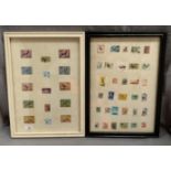Two framed sets of stamps featuring birds, Britain,