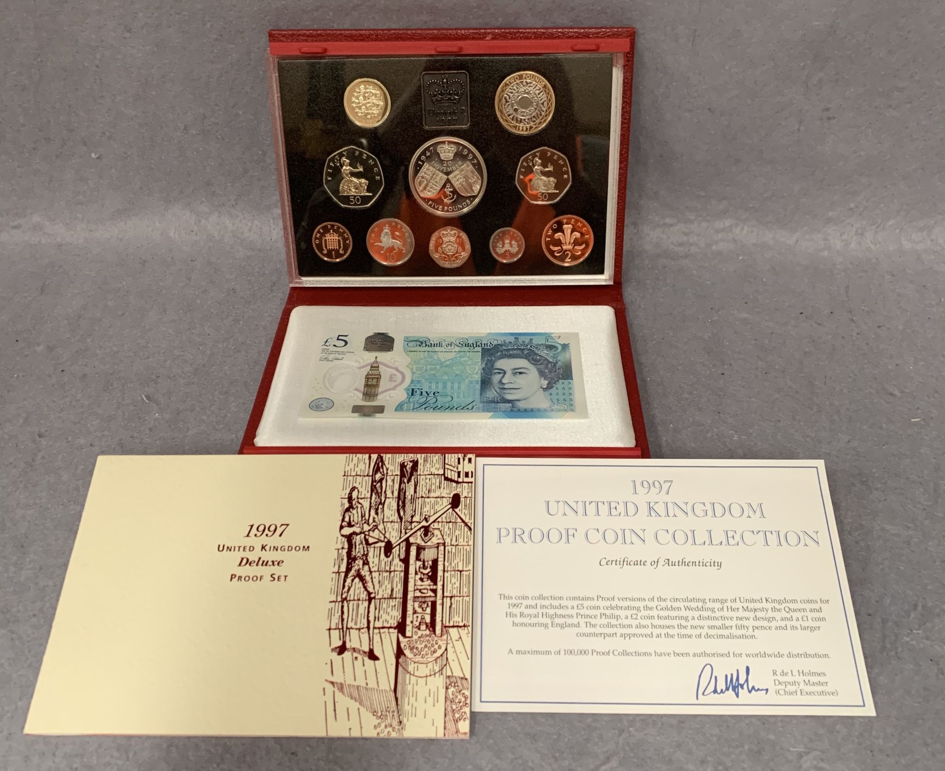 A 1997 UK cased proof coin collection produced by the Royal Mint complete with certificate of