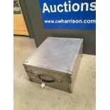 An aluminium framed portable flight/record storage case, 52.5cm x 42.5cm x 22.