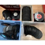 Contents to five boxes, a large quantity of 45rpm 7" singles (no sleeves and sold as seen),