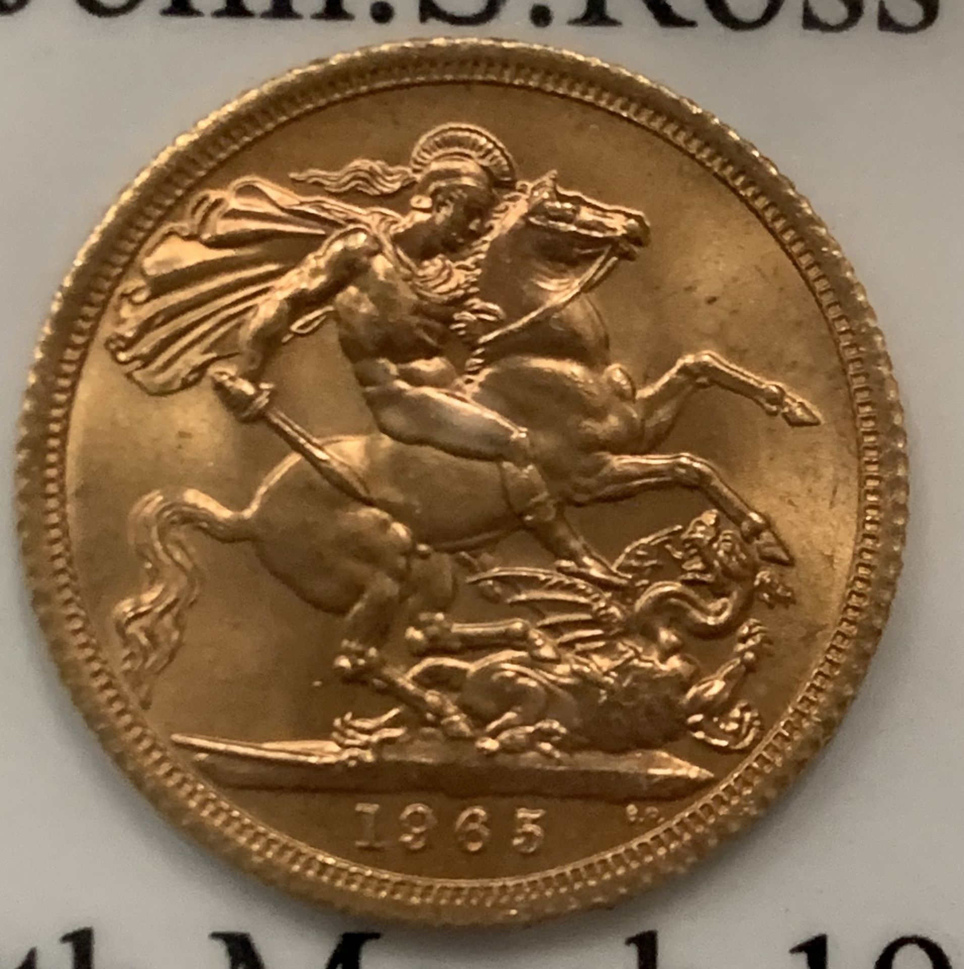 A 1965 gold sovereign mounted in a presentation frame - Image 2 of 2