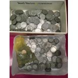 Contents to tray approximately 95oz of mainly pre 1947 silver coins - florins,