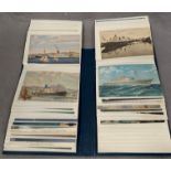 An album containing 68 assorted postcards featuring shipping