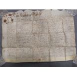 An Indenture dated 4th January 1677 on parchment paper guaranteed by Abraham Whoolinrigs? from