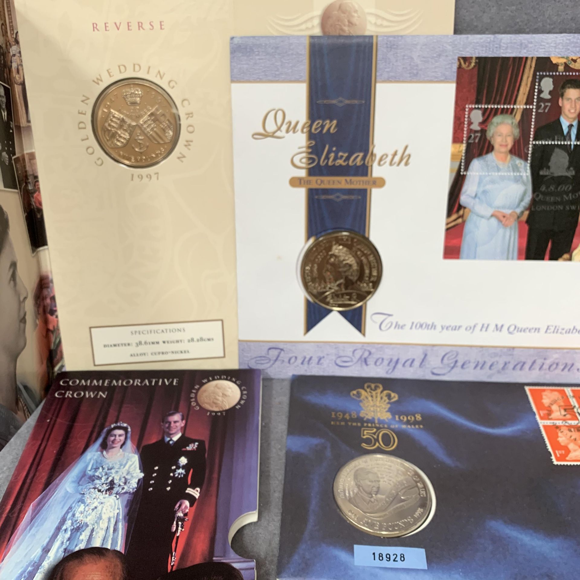 Four items, a Royal Mint £5 coin and stamp set to commemorate The Prince Of Wales 50th Birthday, - Image 2 of 2