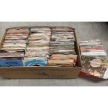 Contents to box, approximately 300 45rpm 7" singles, some ex-jukebox and as seen,