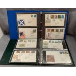 Two lever arch files featuring 92 Royal Mail GB and Guyana First Day covers circa late 1960s to