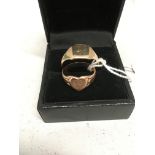 A gold signet ring - marks worn and unmarked signet ring (2) total weight 5.
