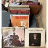 Contents to tray, a black vinyl LP case and 35 assorted LPs, country, Slim Whitman, Tex Ritter,