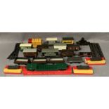 Contents to tray, HO/OO scale model goods wagons and rolling stock by Tri-ang, etc.