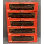 Five boxed Rivarossi HO scale model coaches, all in the LMS livery, ref. nos.