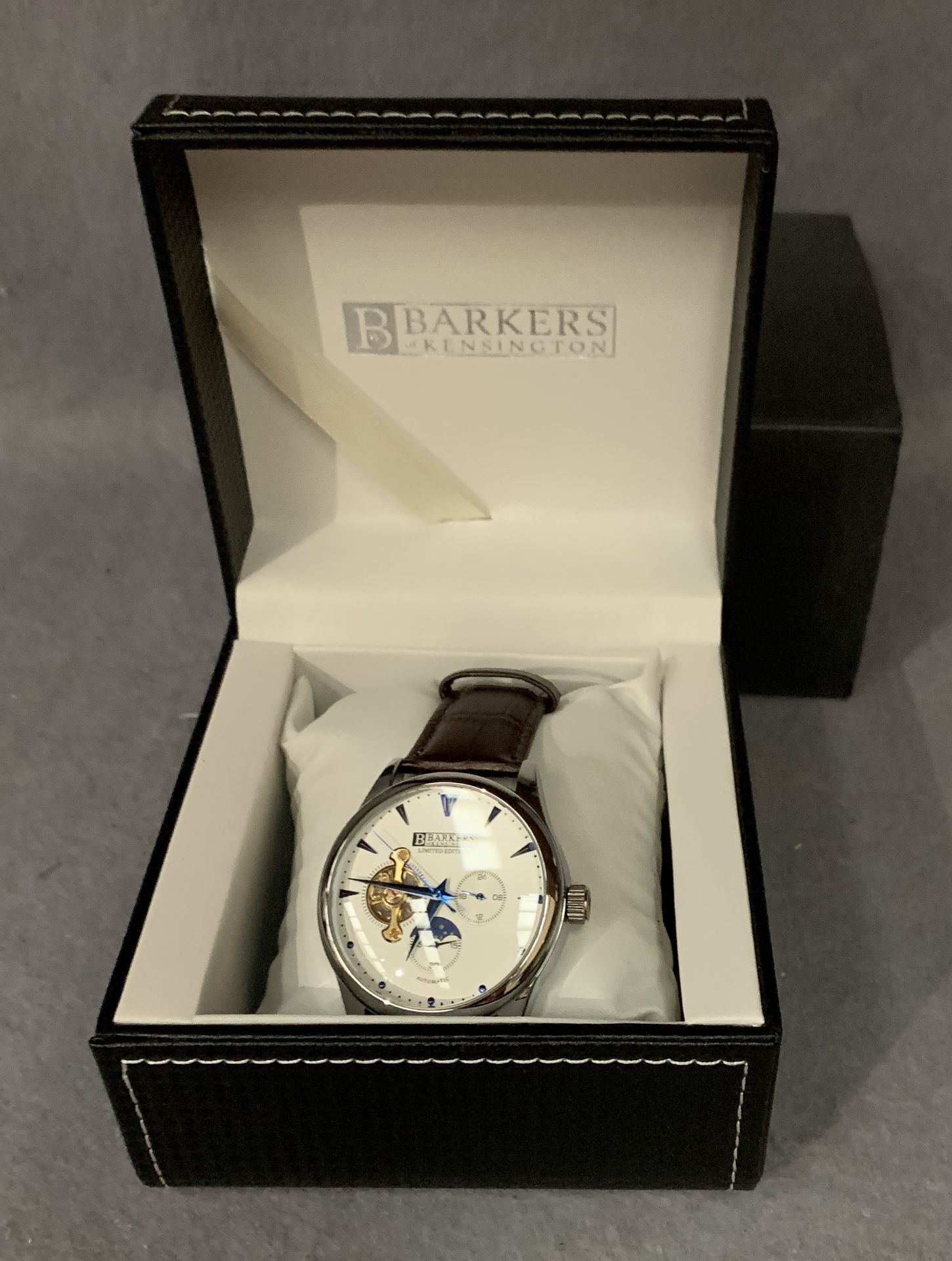 A Barkers of Kensington gentleman's wristwatch with brown strap,