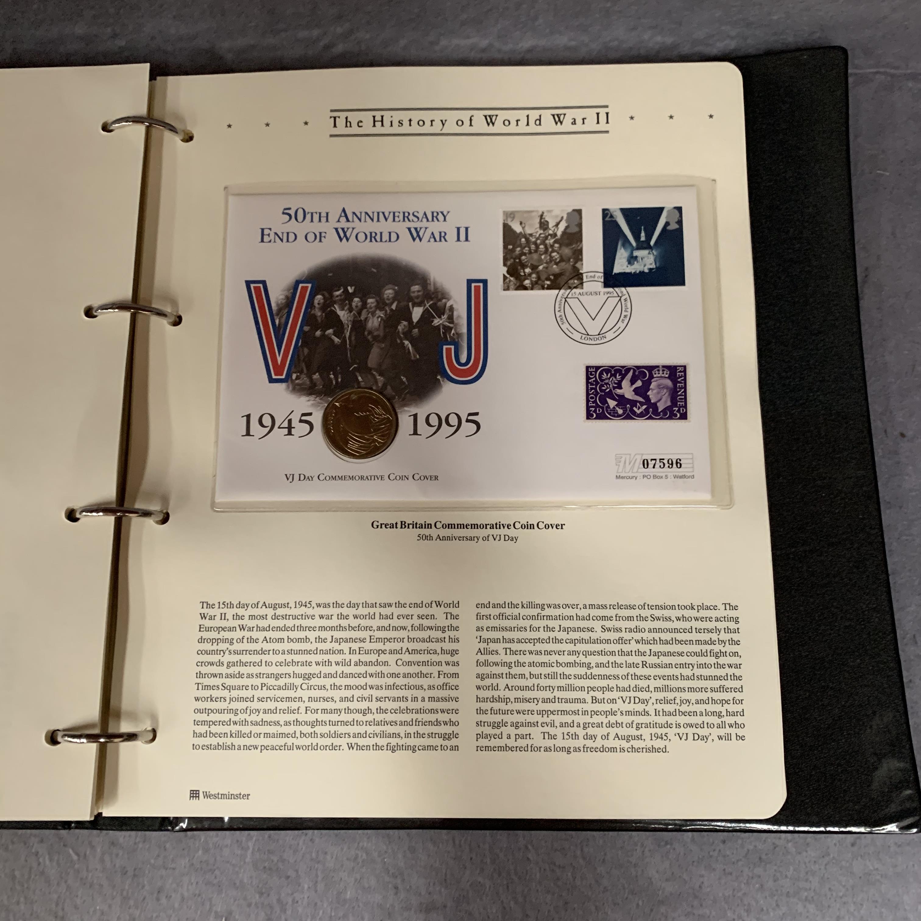 A Westminster album containing The History of World War II stamp and coin commemorative covers - Image 3 of 3
