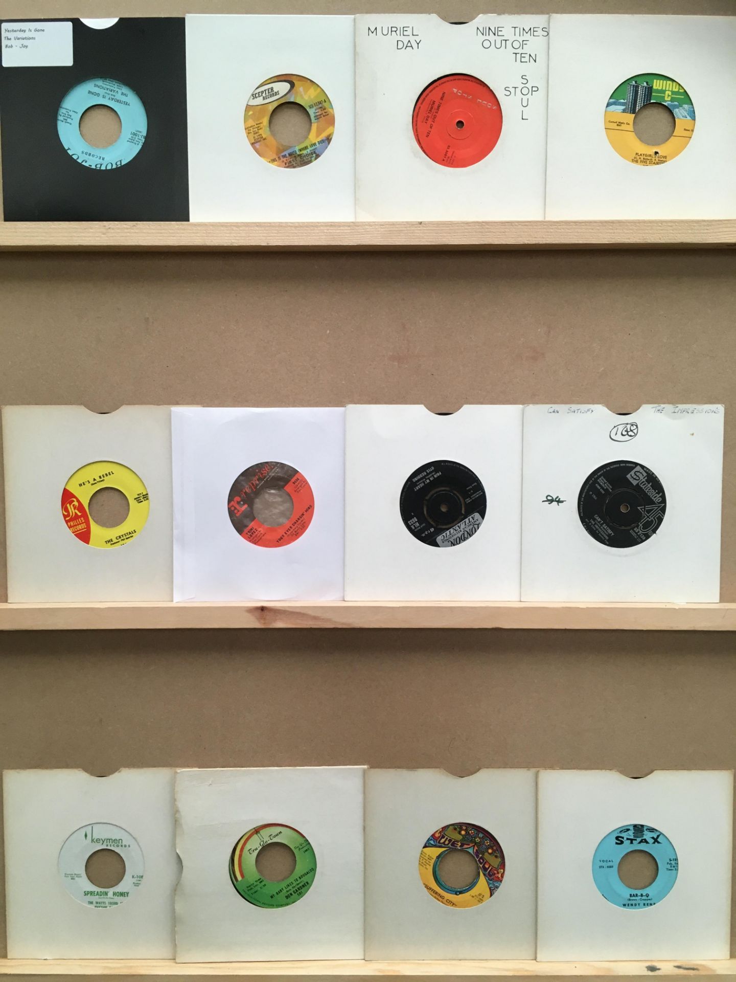 Twelve 45rpm singles, Wendy Rene, Johnny and Lilly, Don Gardner 501, Watts 103rd St.