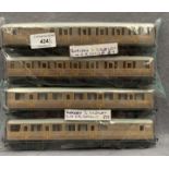 Two packs of two Hornby OO gauge scale model Gresley LNER coaches