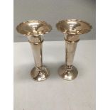 A pair of silver trumpet shape spill vases each 14.5cm high total weight 9.