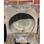 Small stone sink with circular bowl,