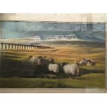 Robert Nicholls, framed pastel and watercolour, Ribblehead Viaduct, 47.