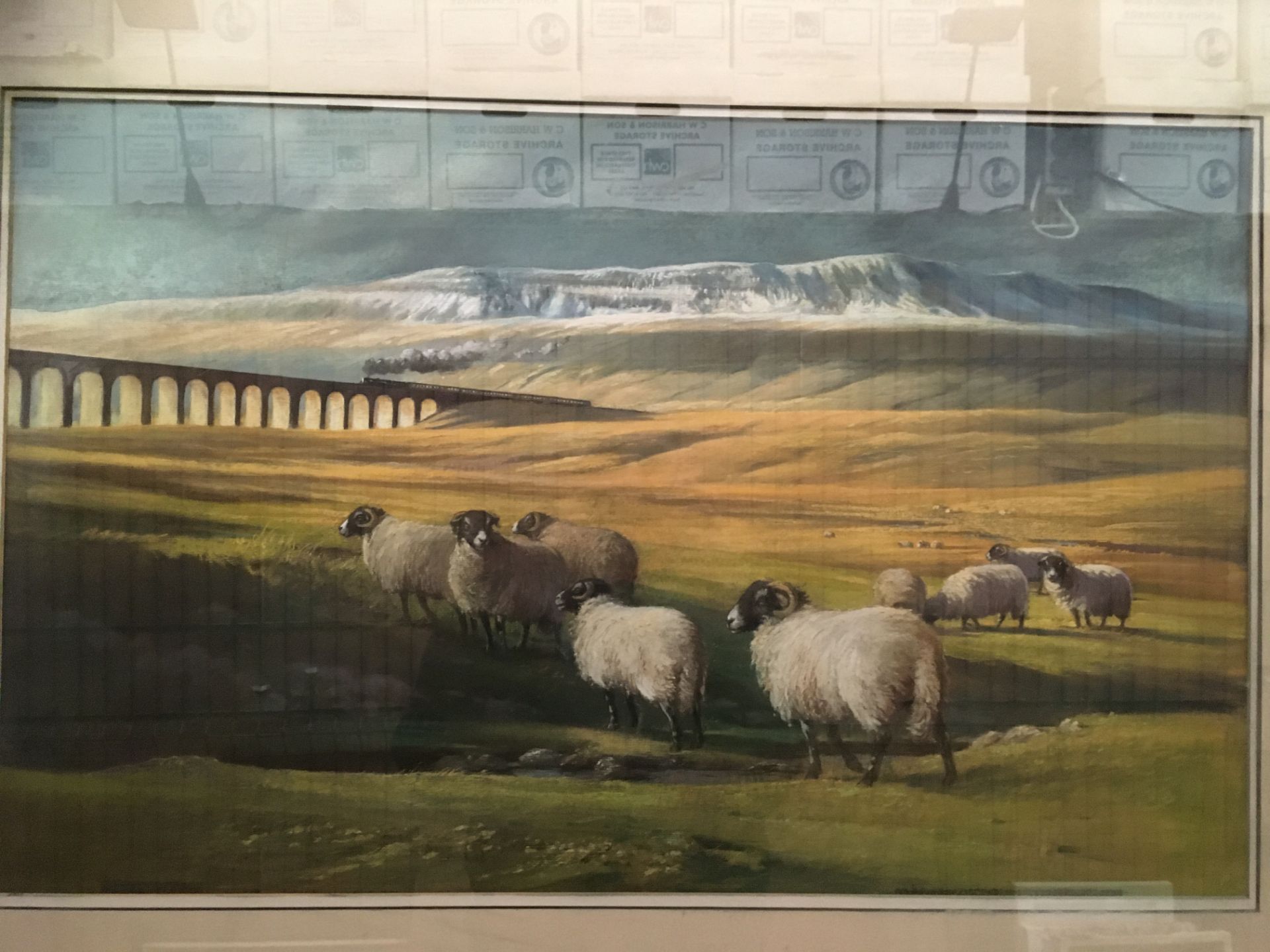 Robert Nicholls, framed pastel and watercolour, Ribblehead Viaduct, 47.