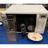 Sharp tabletop microwave/grill, model R-657(W), glass vase,